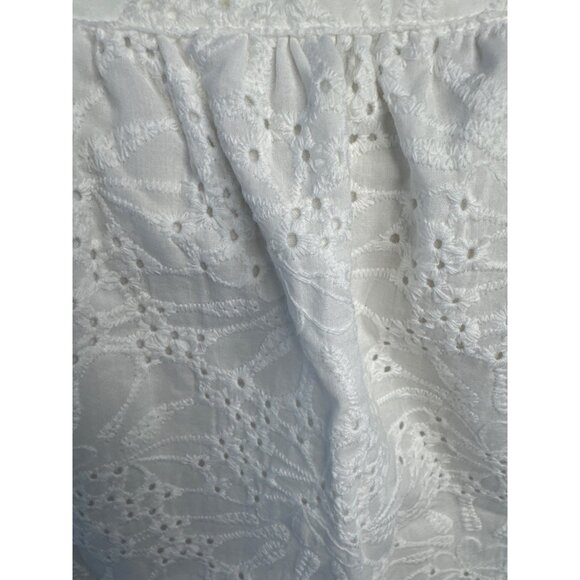 Loft Womens White Eyelet Puff Short Sleeve Square Neck Top Size M - Picture 6 of 10